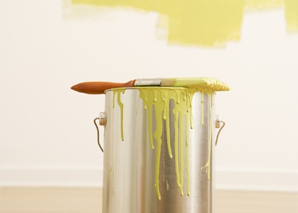 Stock pic of paint pot and brush