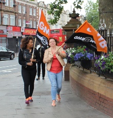 strike workers making way to picket line